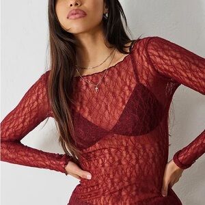 Urban Outfitters Rust Lace Top